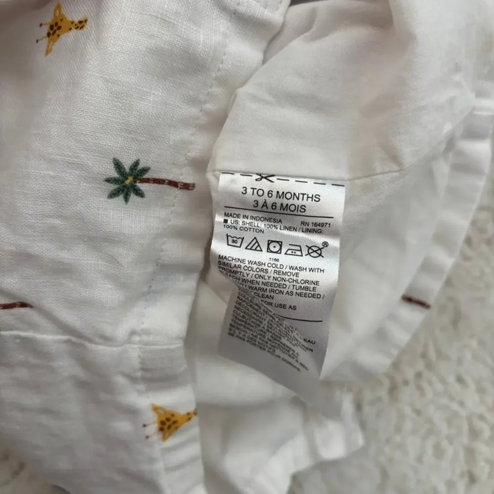 Janie and Jack Baby Safari Linen Romper Size 3-6 months